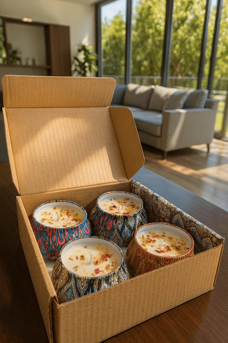 Decorative Floral Scented Tin Candles